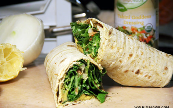 Recipe ~ Garlic Hummus Wraps w/ Tahini Dressing