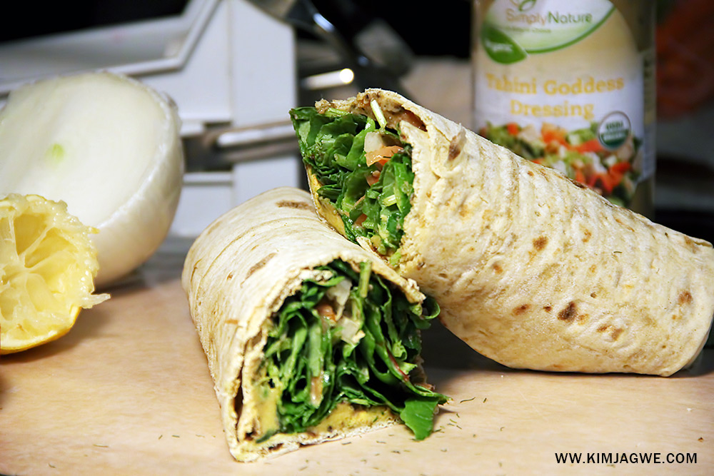 Recipe ~ Garlic Hummus Wraps w/ Tahini Dressing